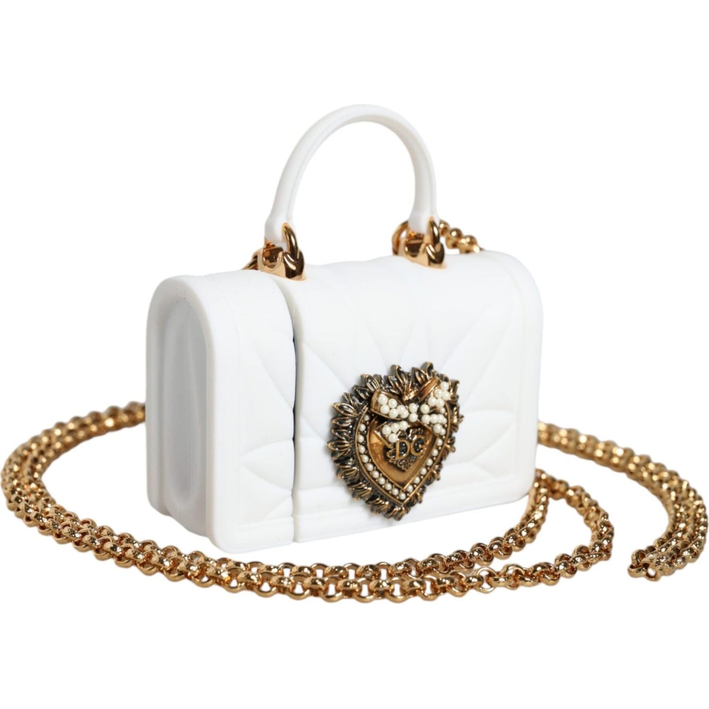 Dolce & Gabbana White Silicone Devotion Heart Cover Hand Bag Airpod Case Dolce & Gabbana