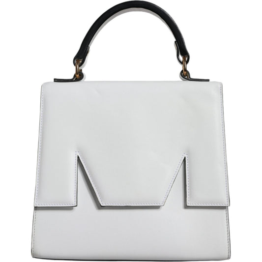 MSGM White Bovine Leather Top Handle Handbag Satchel Purse Bag MSGM