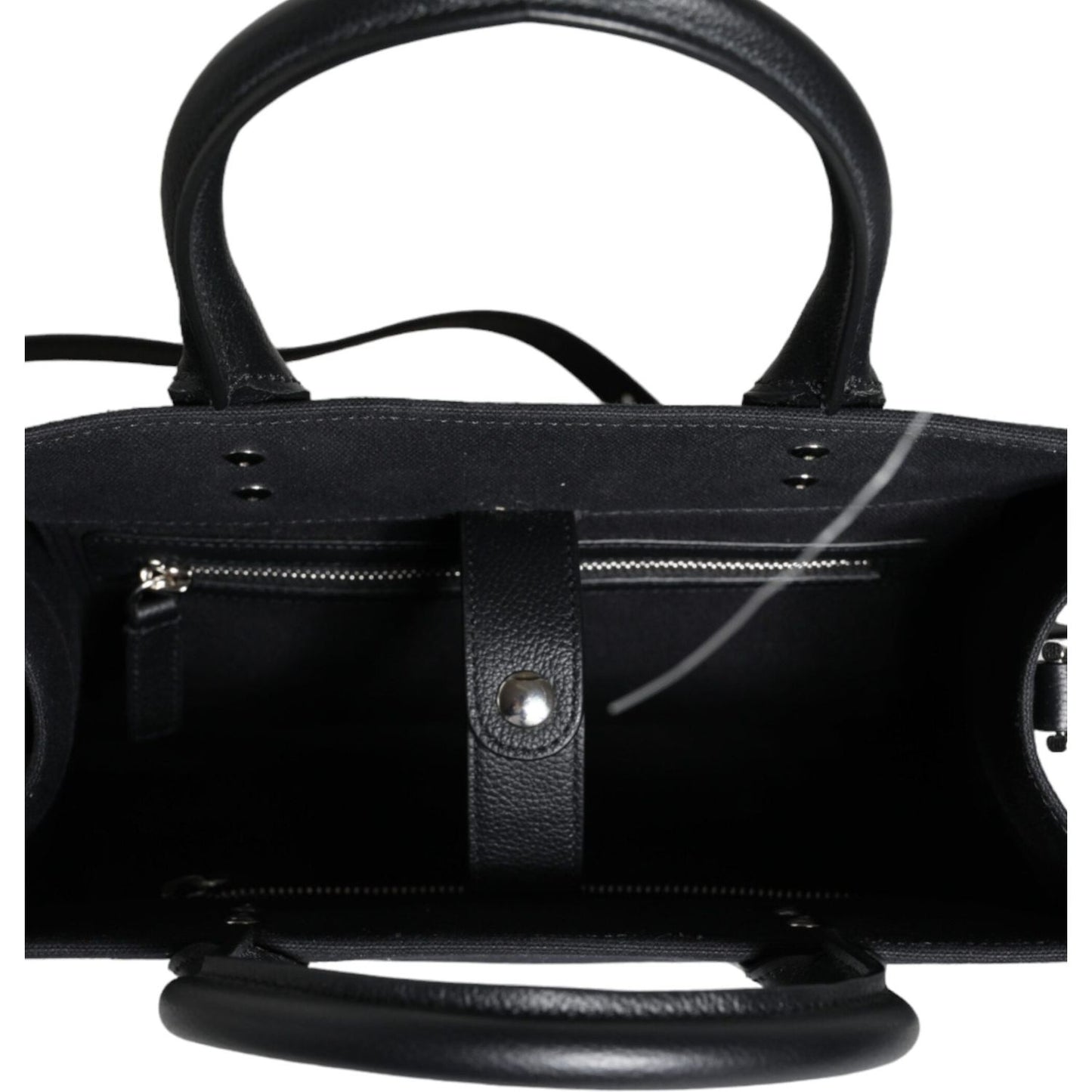 Versace Black Top Handle Canvas Leather Logo Crossbody Tote Bag Versace