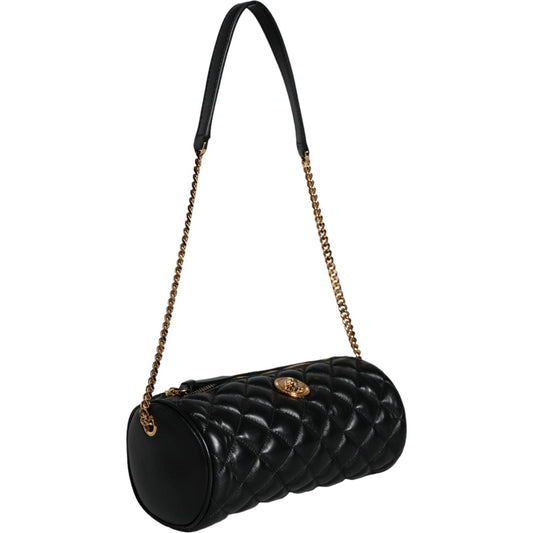 Versace Black Mini Quilted Lambskin Leather Crossbody Sling Bag Versace