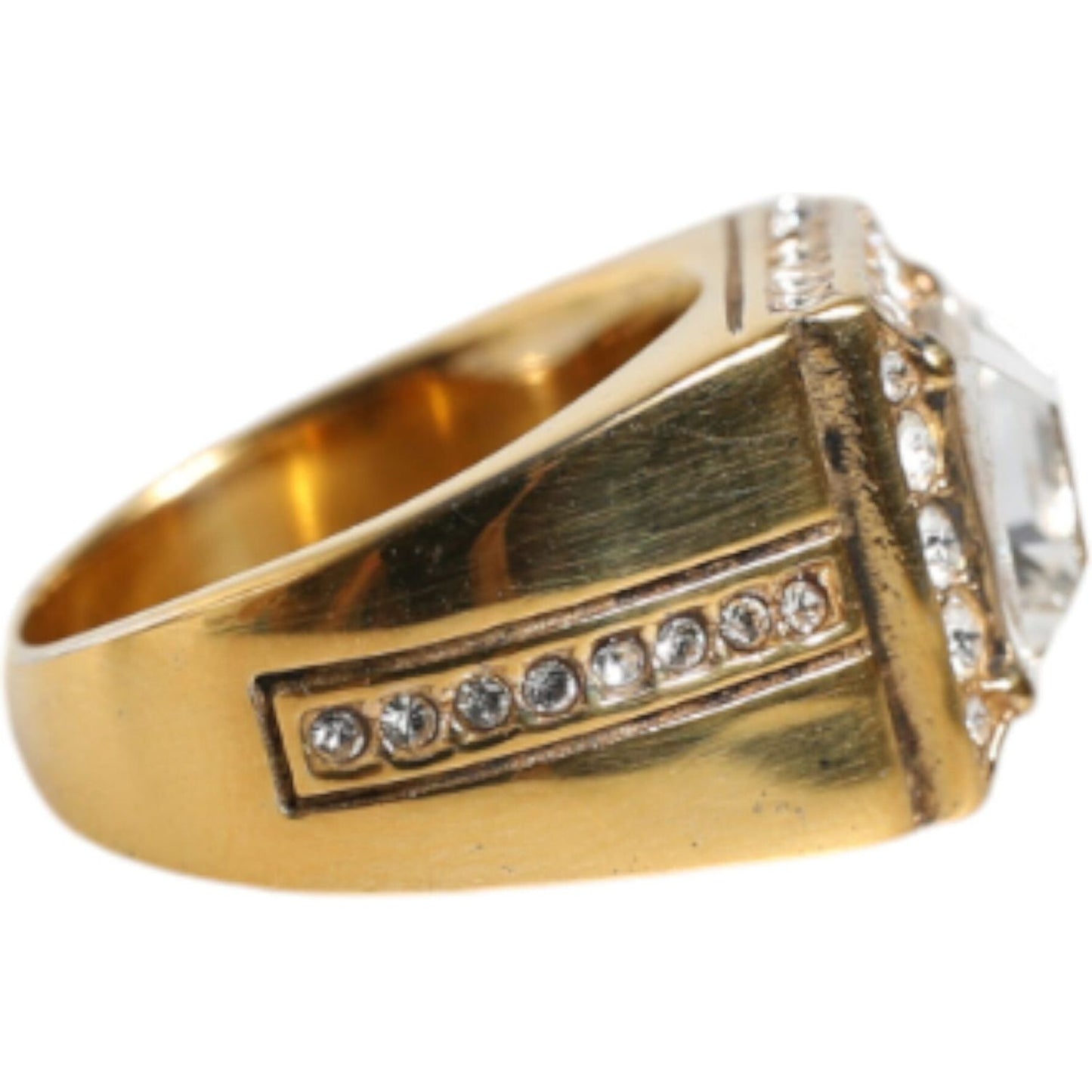 Dolce & Gabbana Gold Plated 925 Silver Clear Crystal Ring Dolce & Gabbana