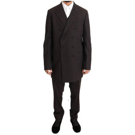 Dolce & Gabbana Elegant Bordeaux Polka Dot Wool Suit Suit Dolce & Gabbana