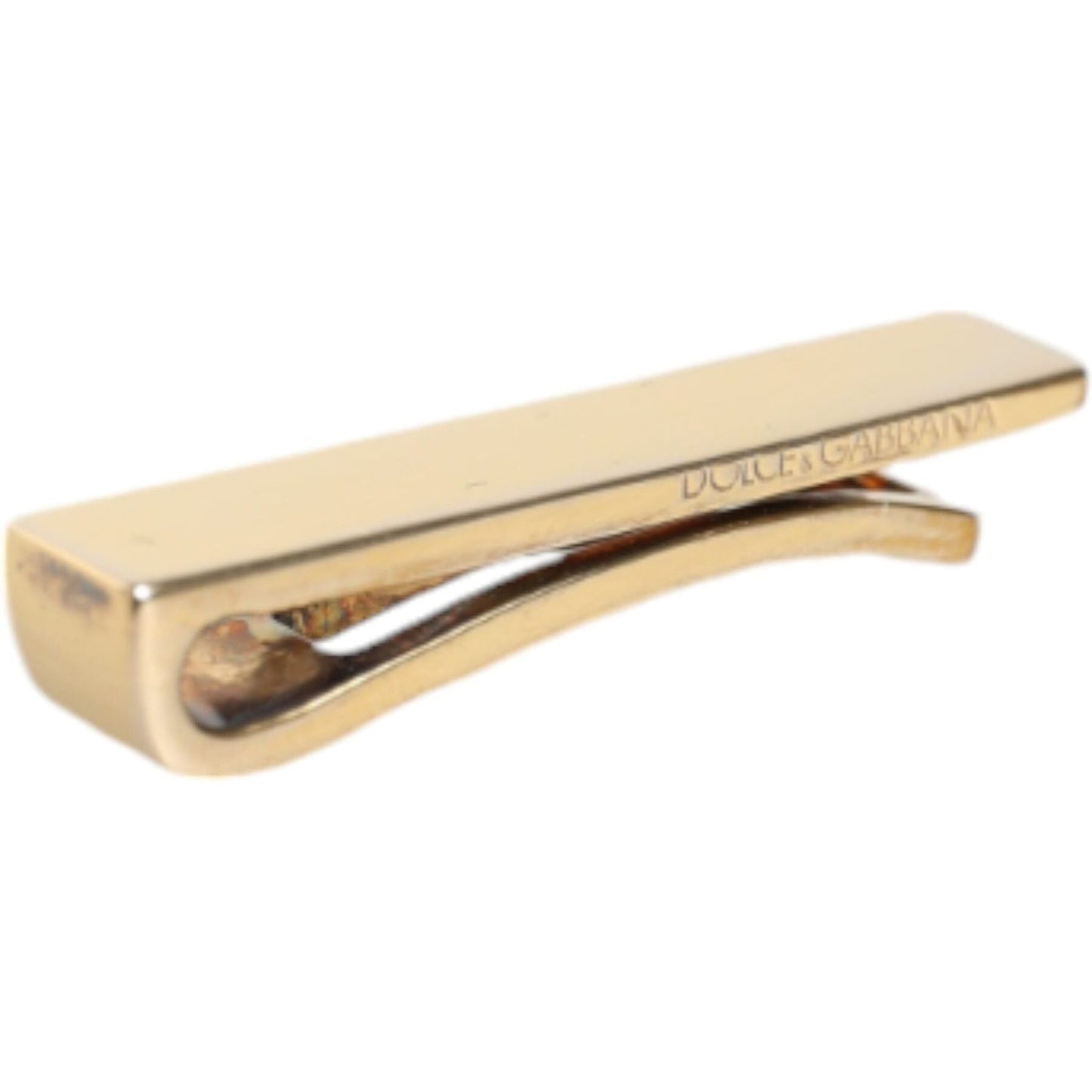 Dolce & Gabbana Gold Tone Brass Logo Branded Men Tie Clip Bar Dolce & Gabbana