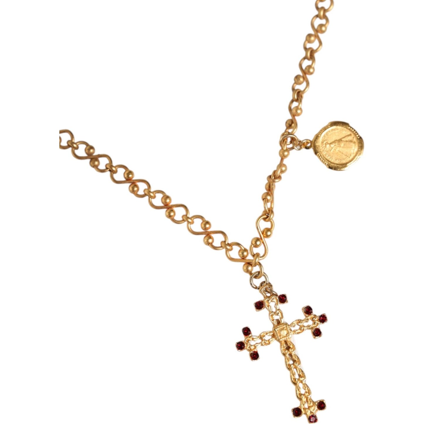 Dolce & Gabbana Gold Tone Brass Chain Religious Cross Pendant Necklace Dolce & Gabbana