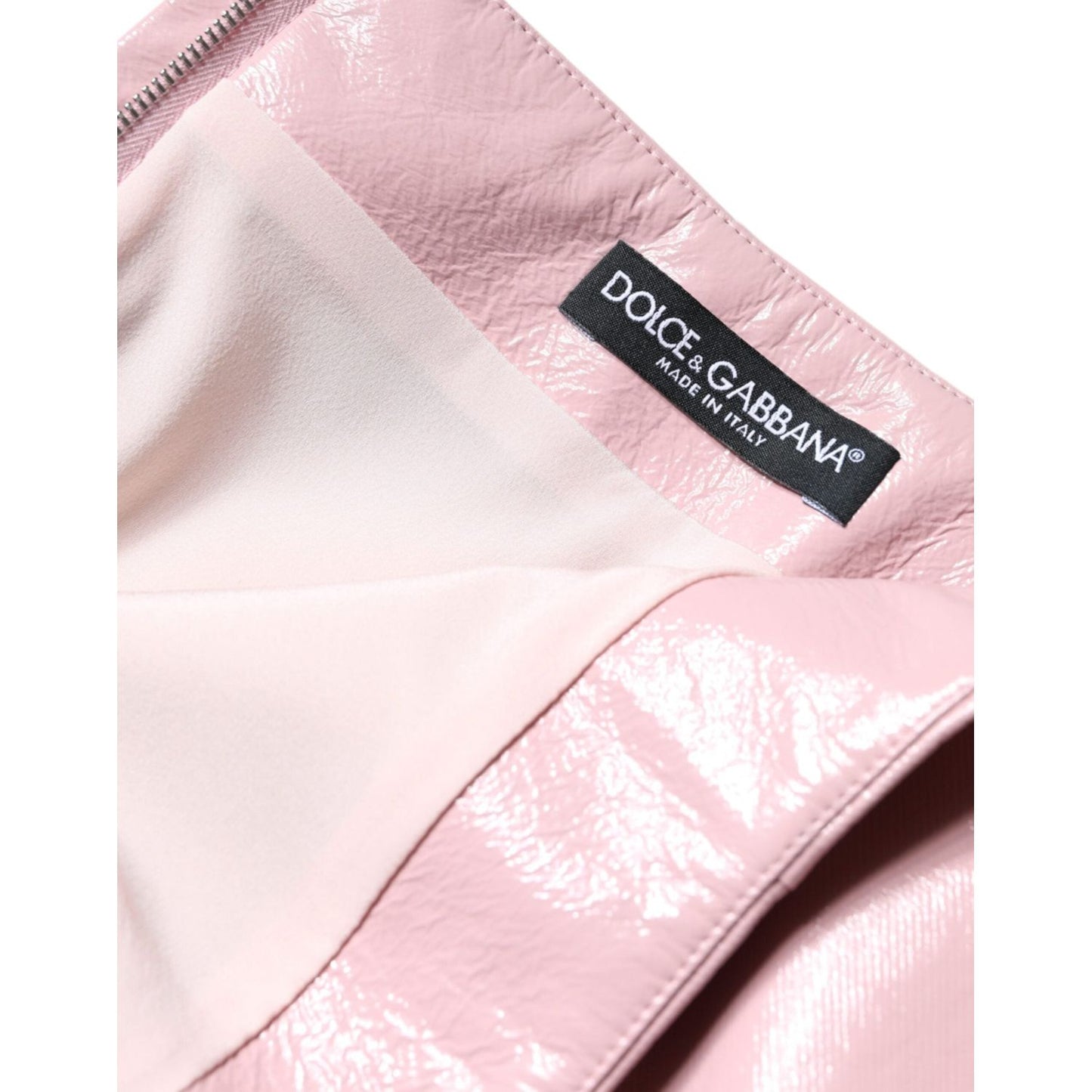 Dolce & Gabbana Glossy Pink Cotton High Waist Mini Skirt Dolce & Gabbana