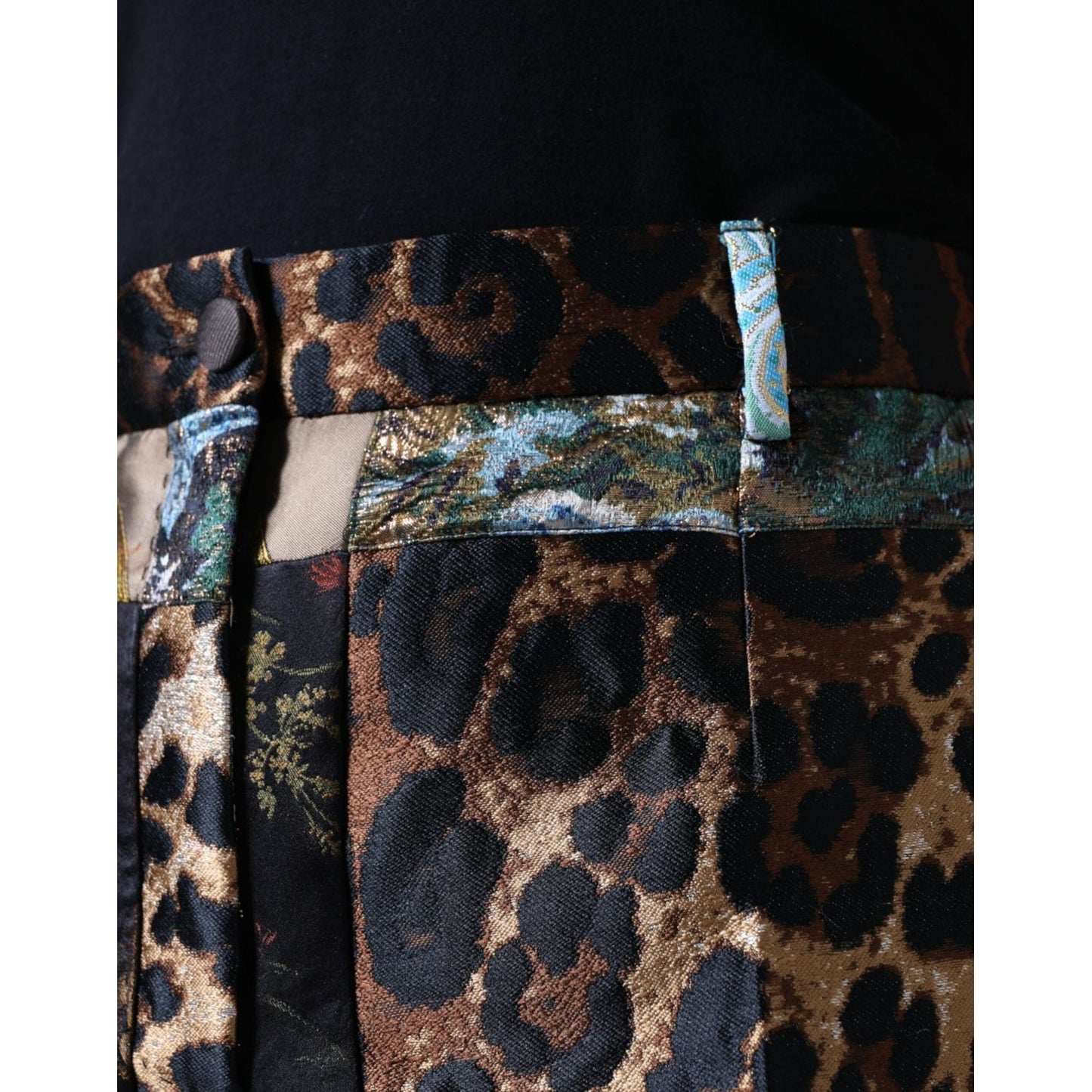 Dolce & Gabbana Multicolor Patchwork Jacquard High Waist Pants 1728,67345645728,Clothing,Dolce & Gabbana,Dress Pants - Pants - Clothing,IT38|XS,Jeans & Pants - Women - Clothing,Material: 100% Cotton,Multicolor,New with tags,Pants - Clothing,Women,Women -
