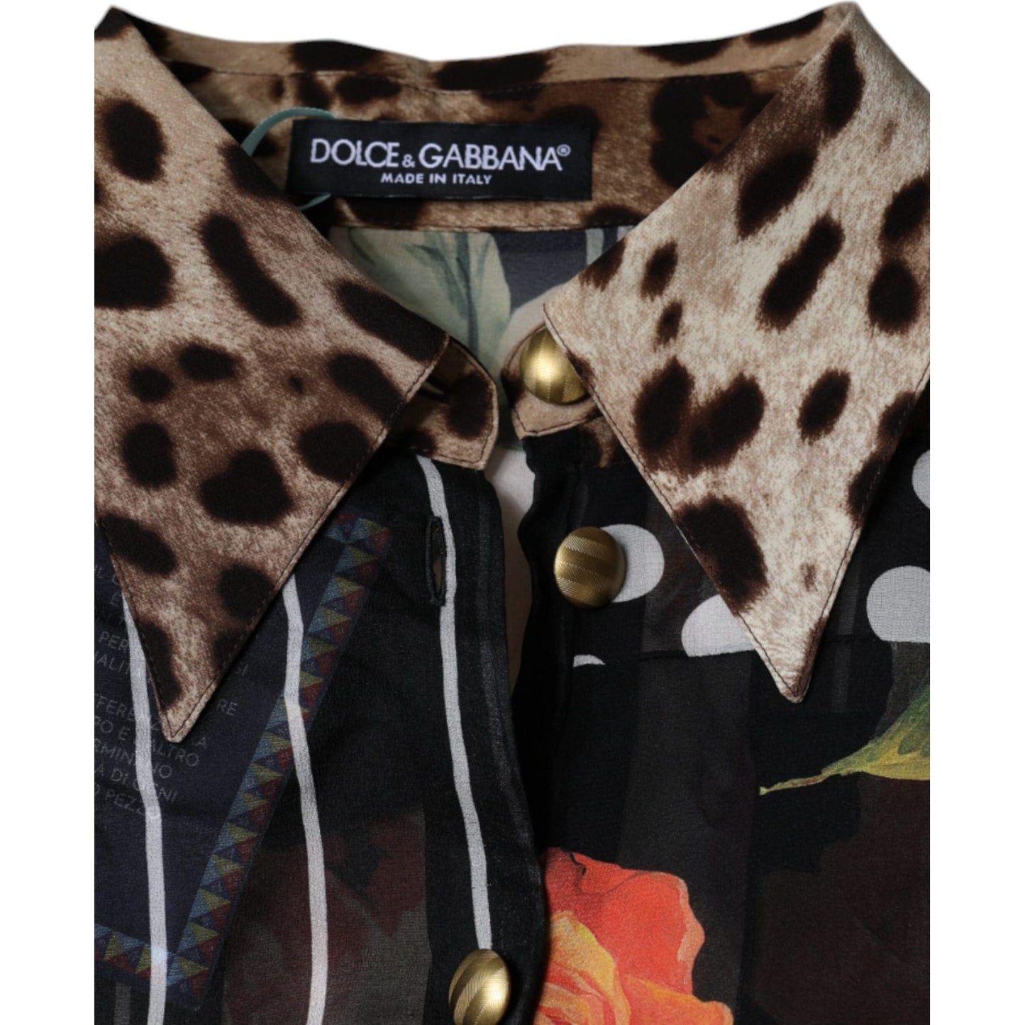 Dolce & Gabbana Multicolor Patchwork Silk Collared Blouse Top Dolce & Gabbana