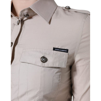 Dolce & Gabbana Beige Cotton Collared Button Down Shirt Top 1728,67345645728,Beige,Blouses - Shirts - Clothing,Clothing,Dolce & Gabbana,IT38 | XS,IT42|M,Material: 100% Cotton,New with tags,Shirts - Clothing,Tops & T-Shirts - Women - Clothing,Women,Women -