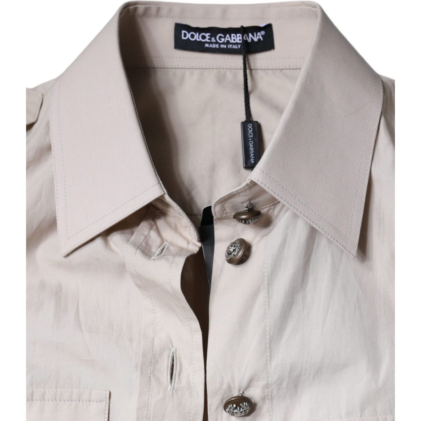 Dolce & Gabbana Beige Cotton Collared Button Down Shirt Top 1728,67345645728,Beige,Blouses - Shirts - Clothing,Clothing,Dolce & Gabbana,IT38 | XS,IT42|M,Material: 100% Cotton,New with tags,Shirts - Clothing,Tops & T-Shirts - Women - Clothing,Women,Women -
