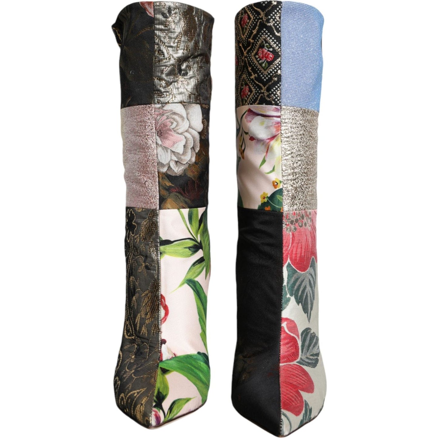 Dolce & Gabbana Multicolor Patchwork Print Heeled Boots Shoes Dolce & Gabbana