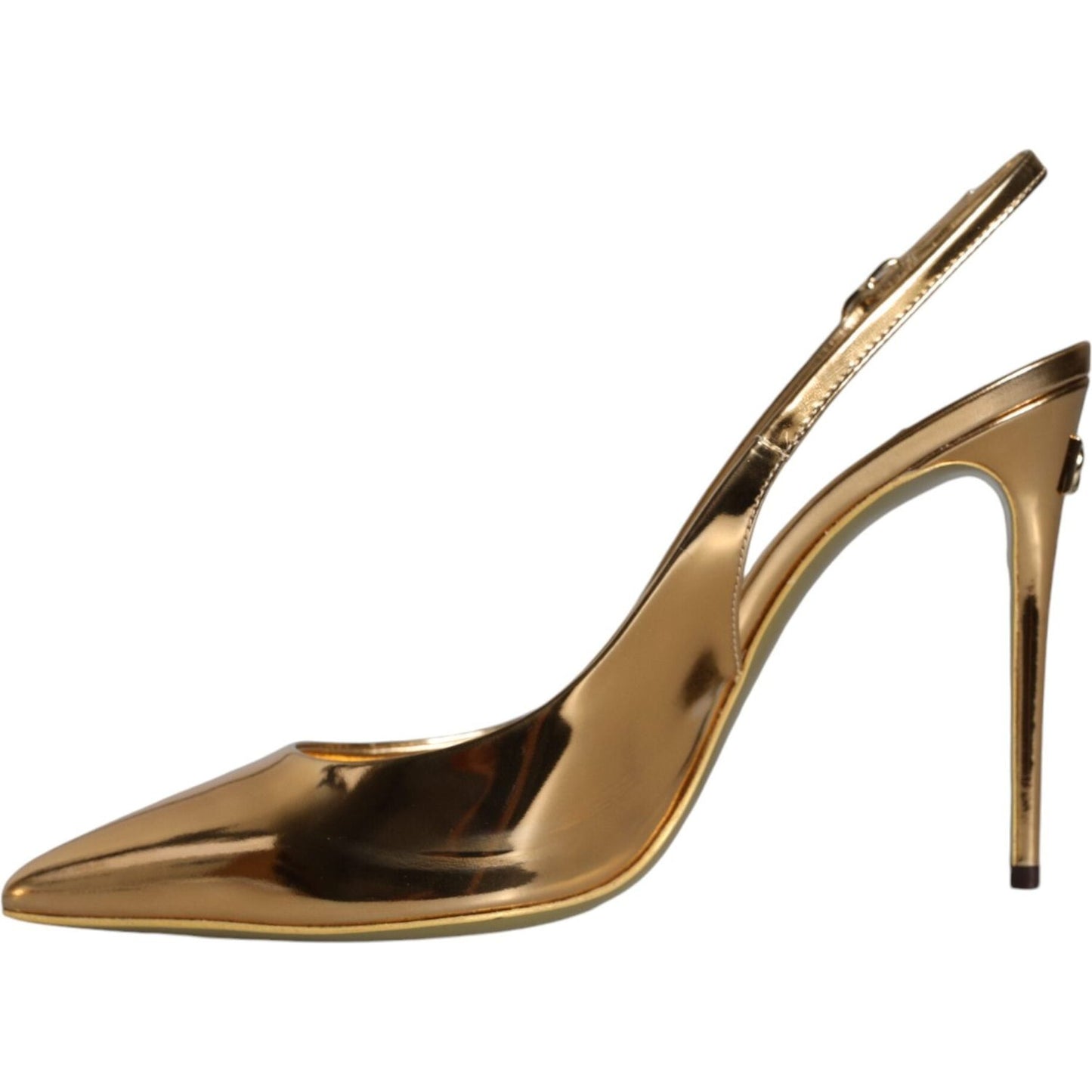 Dolce & Gabbana Gold Patent Leather Heels Slingback Shoes Dolce & Gabbana