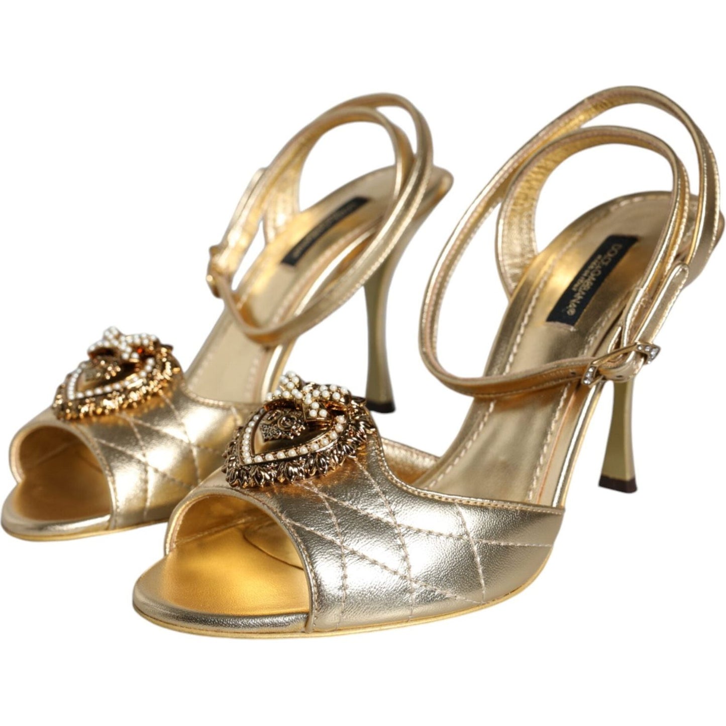 Dolce & Gabbana Gold Devotion Embellished Keira Sandals Shoes Dolce & Gabbana