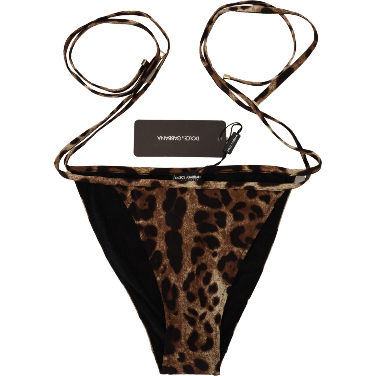 Dolce & Gabbana Brown Leopard Print Swimsuit Swimwear Bikini Bottom Dolce & Gabbana