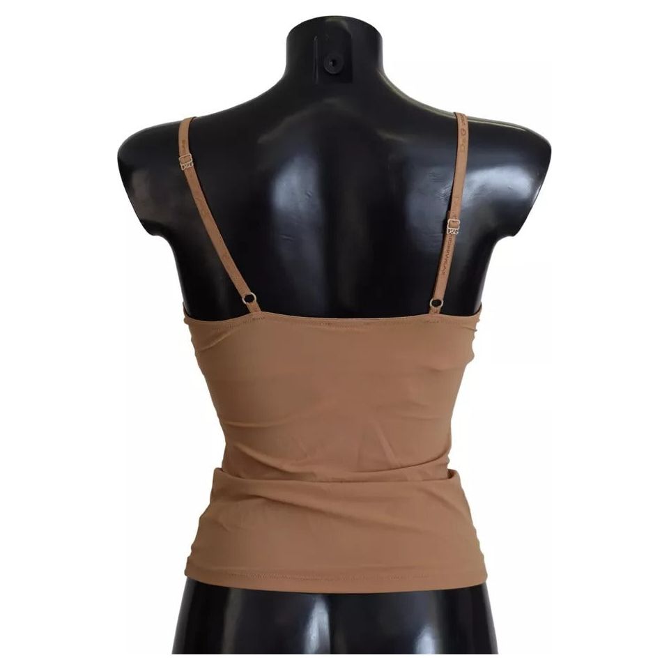 Dolce & Gabbana Brown Nylon Stretch Sleeveless Top Underwear Dolce & Gabbana