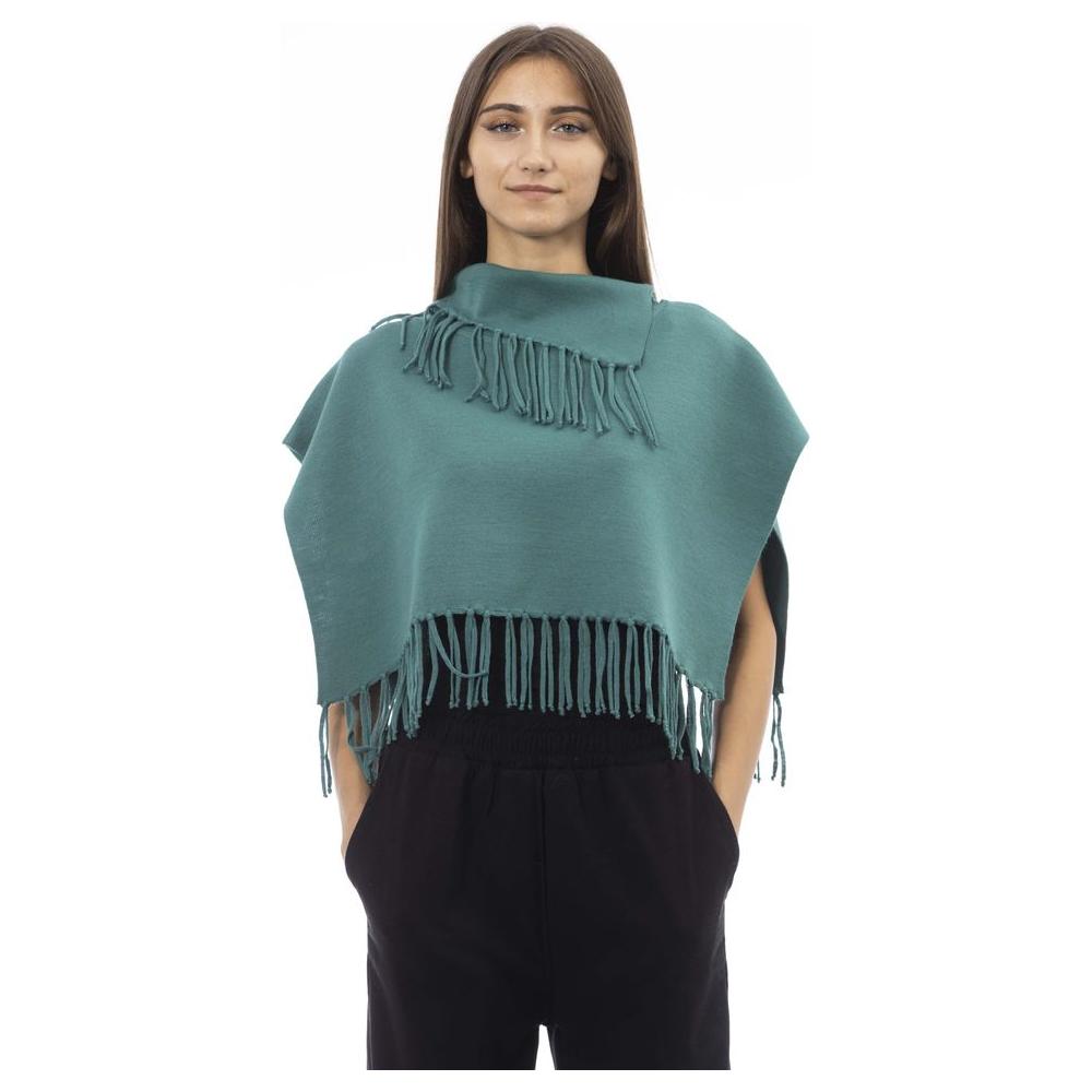 Alpha Studio Green Wool Poncho Alpha Studio