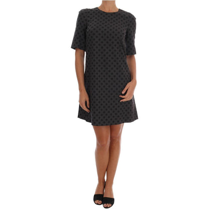 Dolce & Gabbana Gray Polka Dotted Wool Stretch Dress 1728,3% Elastane stretch,67345645728,Clothing,Dolce & Gabbana,Dresses - Clothing,Dresses - Women - Clothing,Gray,IT38|XS,Material: 97% Wool,New with tags,Short - Dresses - Clothing,Shortsleeve - Dresses