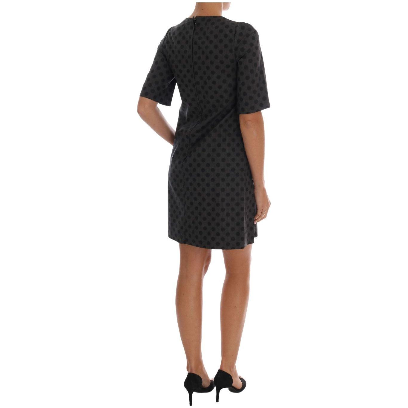 Dolce & Gabbana Gray Polka Dotted Wool Stretch Dress 1728,3% Elastane stretch,67345645728,Clothing,Dolce & Gabbana,Dresses - Clothing,Dresses - Women - Clothing,Gray,IT38|XS,Material: 97% Wool,New with tags,Short - Dresses - Clothing,Shortsleeve - Dresses