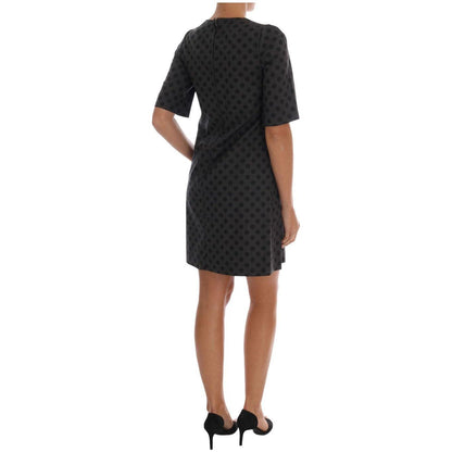 Dolce & Gabbana Gray Polka Dotted Wool Stretch Dress 1728,3% Elastane stretch,67345645728,Clothing,Dolce & Gabbana,Dresses - Clothing,Dresses - Women - Clothing,Gray,IT38|XS,Material: 97% Wool,New with tags,Short - Dresses - Clothing,Shortsleeve - Dresses