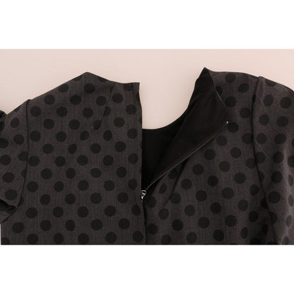 Dolce & Gabbana Gray Polka Dotted Wool Stretch Dress 1728,3% Elastane stretch,67345645728,Clothing,Dolce & Gabbana,Dresses - Clothing,Dresses - Women - Clothing,Gray,IT38|XS,Material: 97% Wool,New with tags,Short - Dresses - Clothing,Shortsleeve - Dresses
