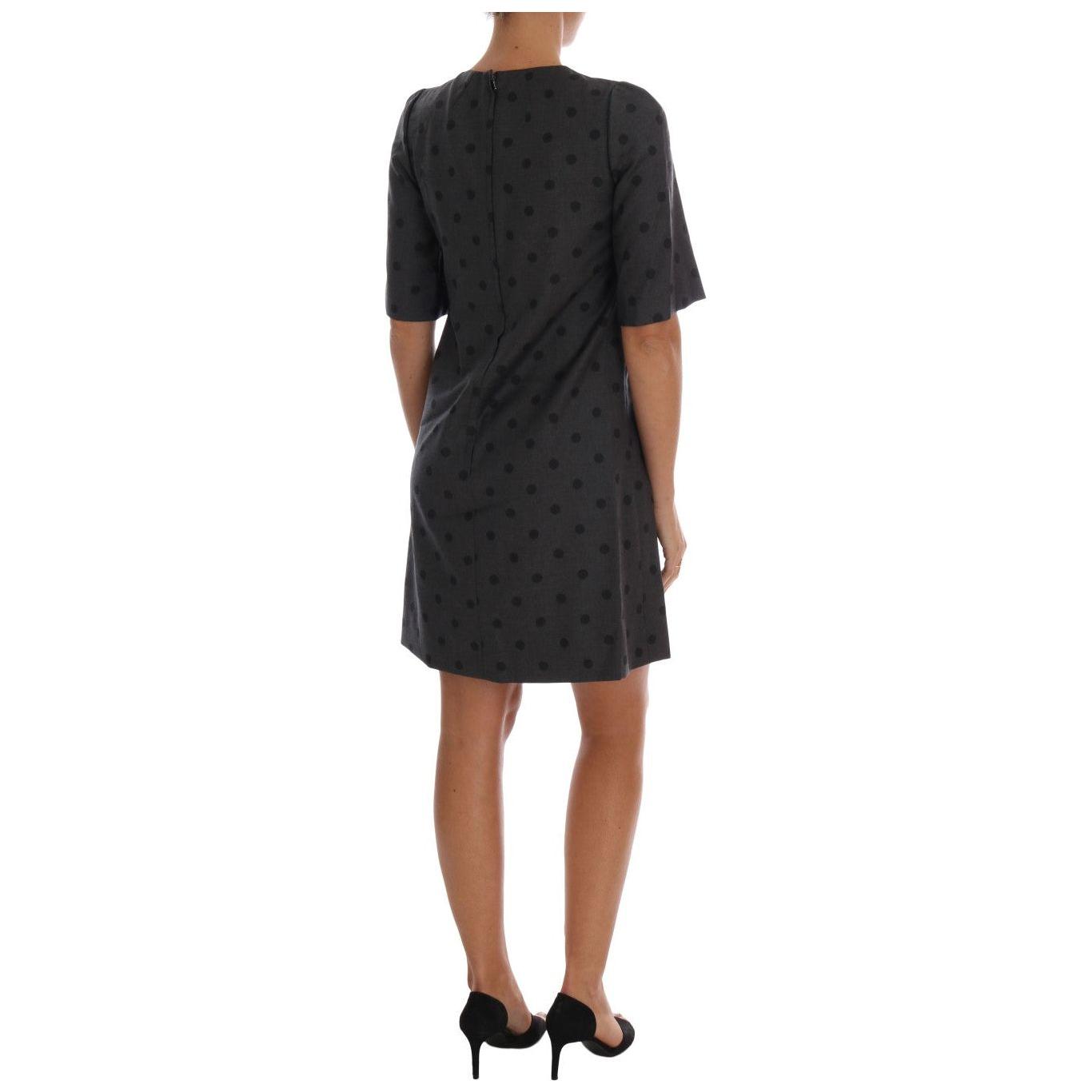 Dolce & Gabbana Gray Polka Dotted Sheath Wool Dress 1728,67345645728,Clothing,Dolce & Gabbana,Dresses - Clothing,Dresses - Women - Clothing,Gray,IT40|S,Material: 100% Wool,New with tags,Short - Dresses - Clothing,Shortsleeve - Dresses - Clothing,Women,Wom