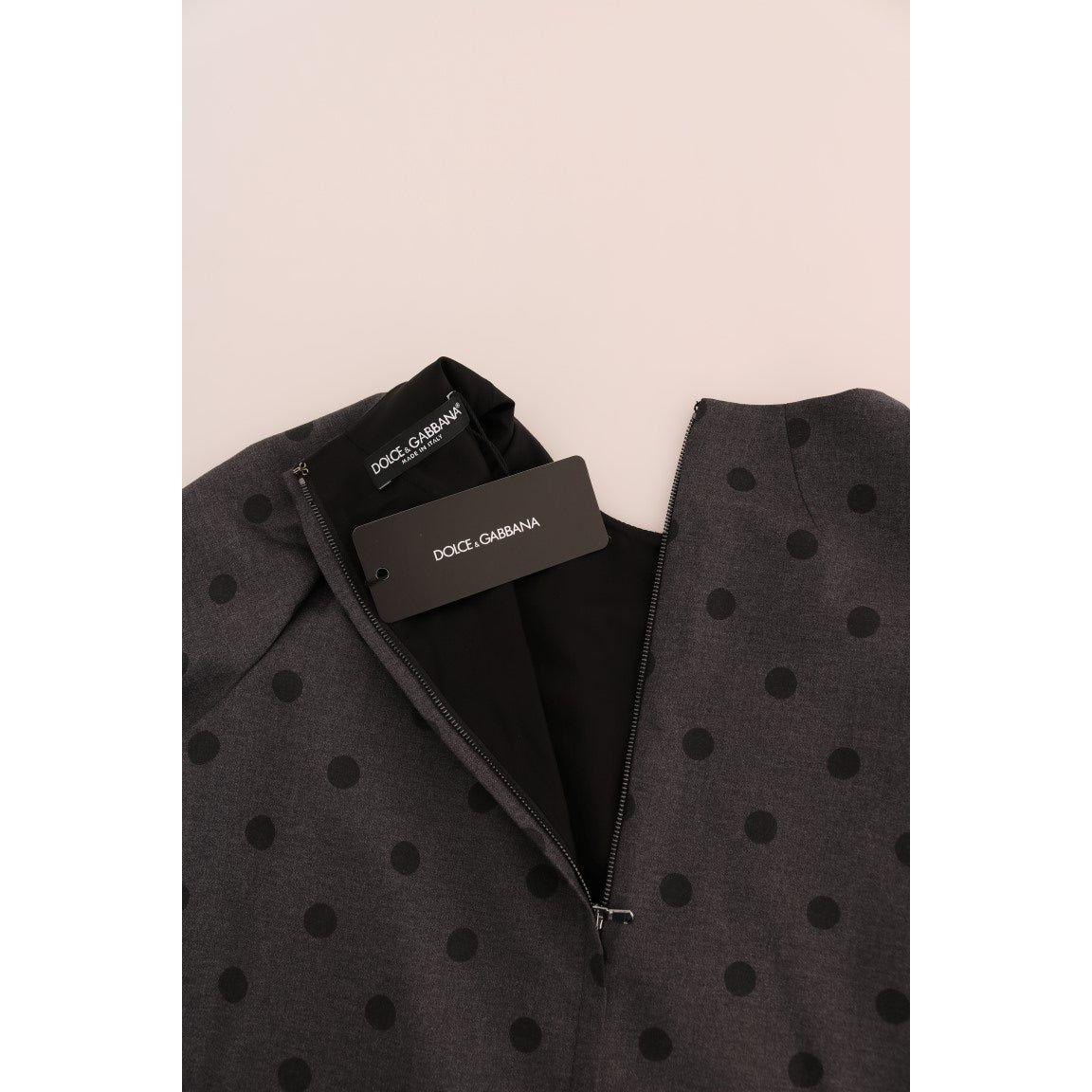 Dolce & Gabbana Gray Polka Dotted Sheath Wool Dress 1728,67345645728,Clothing,Dolce & Gabbana,Dresses - Clothing,Dresses - Women - Clothing,Gray,IT40|S,Material: 100% Wool,New with tags,Short - Dresses - Clothing,Shortsleeve - Dresses - Clothing,Women,Wom