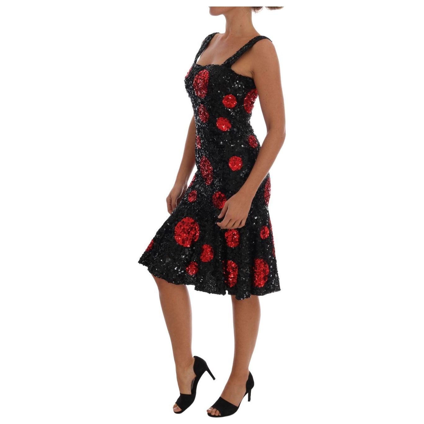 Dolce & Gabbana Black Red Polka Sequined Shift Dress 1728,67345645728,70% Polyester,Black,Clothing,Dolce & Gabbana,Dresses - Clothing,Dresses - Women - Clothing,IT40|S,Material: 30% PA,Midi - Dresses - Clothing,New with tags,Sleeveless - Dresses - Clothin