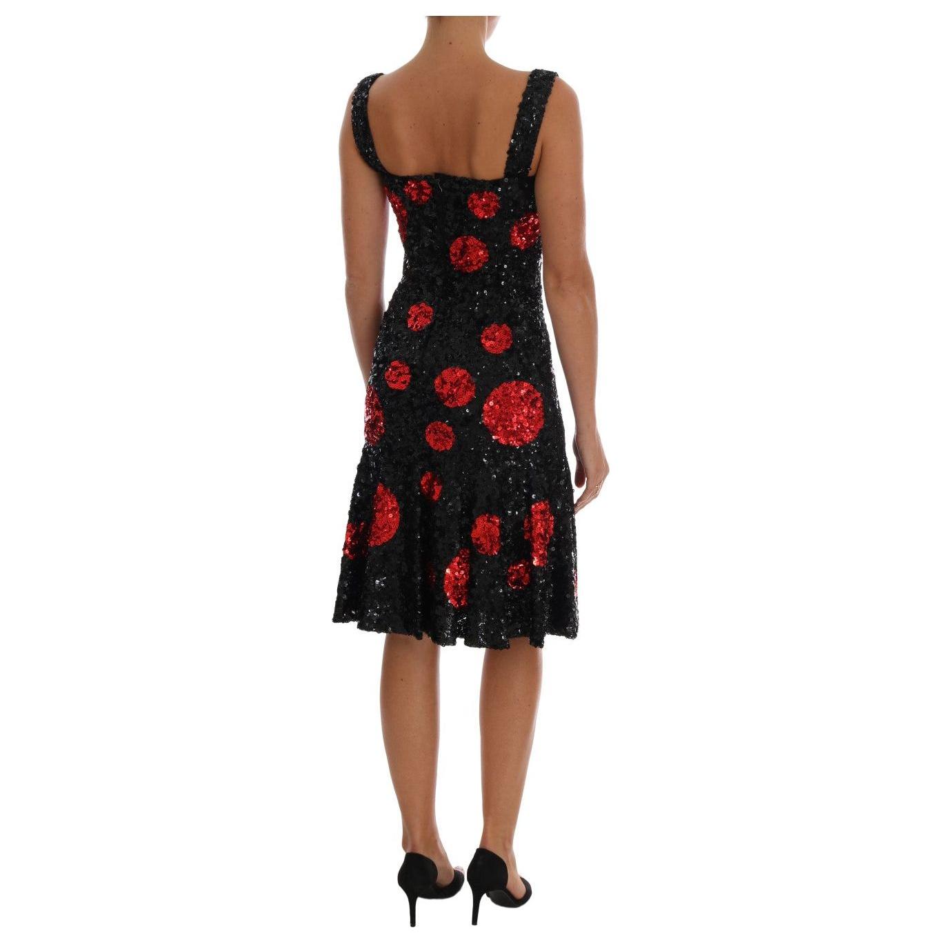 Dolce & Gabbana Black Red Polka Sequined Shift Dress 1728,67345645728,70% Polyester,Black,Clothing,Dolce & Gabbana,Dresses - Clothing,Dresses - Women - Clothing,IT40|S,Material: 30% PA,Midi - Dresses - Clothing,New with tags,Sleeveless - Dresses - Clothin