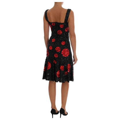 Dolce & Gabbana Black Red Polka Sequined Shift Dress 1728,67345645728,70% Polyester,Black,Clothing,Dolce & Gabbana,Dresses - Clothing,Dresses - Women - Clothing,IT40|S,Material: 30% PA,Midi - Dresses - Clothing,New with tags,Sleeveless - Dresses - Clothin