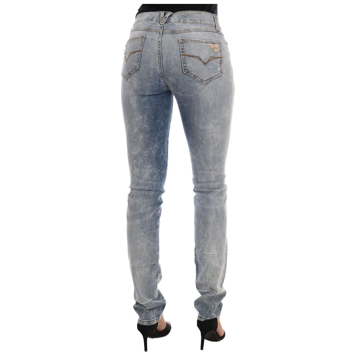 Versace Jeans Chic Light Blue Torn Slim Fit Jeans Versace Jeans