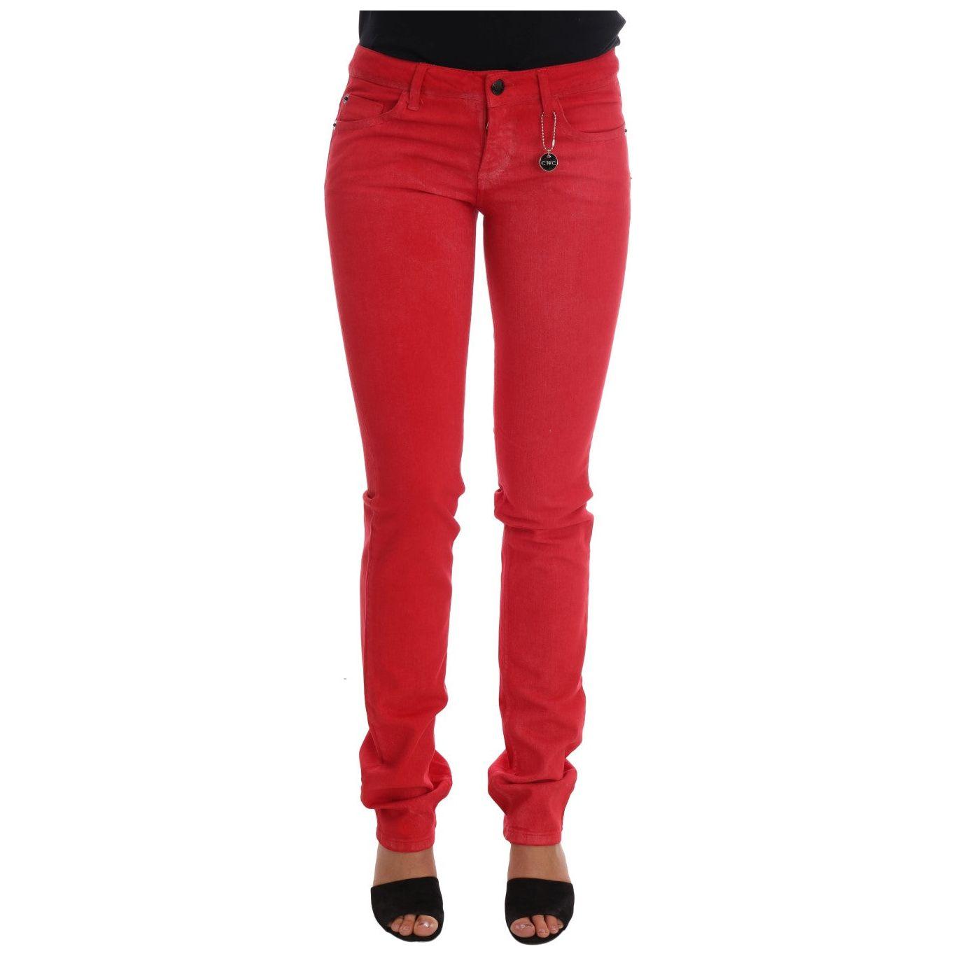Costume National Red Cotton Stretch Slim Jeans 1728,2% Elastane,67345645728,Clothing,Costume National,Jeans & Pants - Women - Clothing,Jeans Denim - Clothing,Material: 98% Cotton,New with tags,Red,Slim Fit Jeans - Jeans Denim - Clothing,W27,W28,W29,Women,