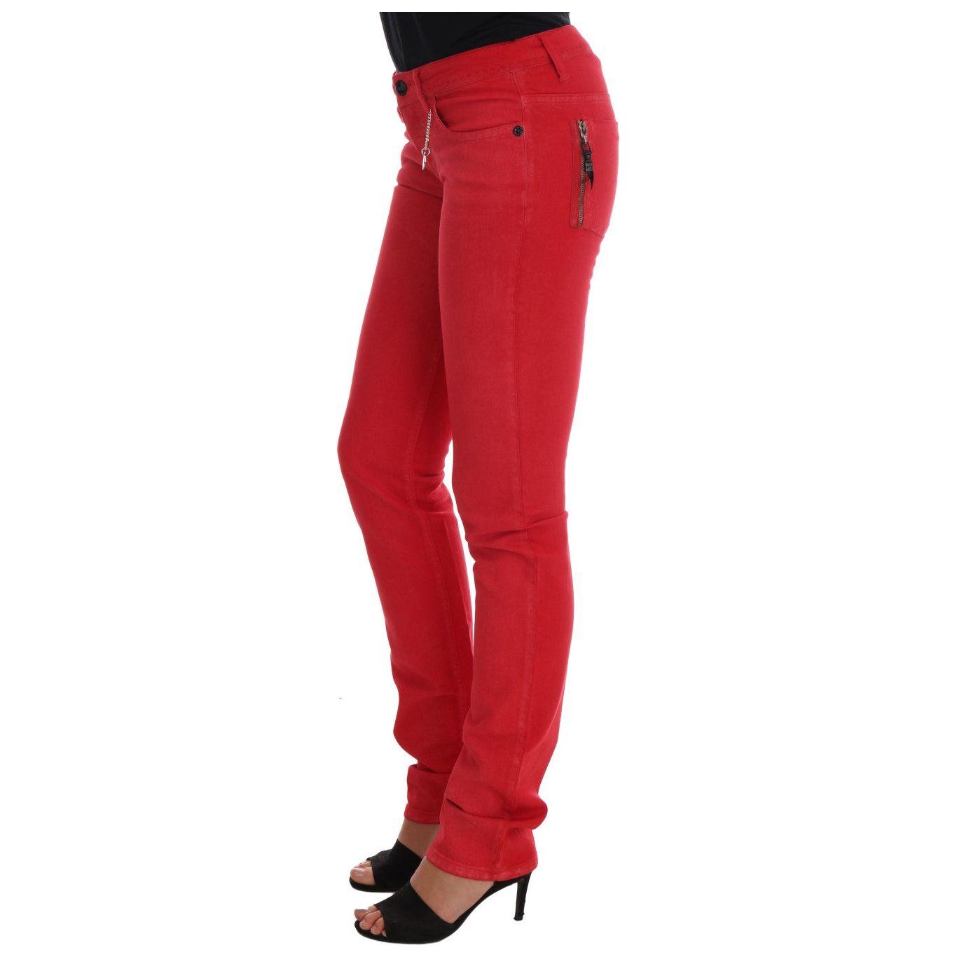 Costume National Red Cotton Stretch Slim Jeans 1728,2% Elastane,67345645728,Clothing,Costume National,Jeans & Pants - Women - Clothing,Jeans Denim - Clothing,Material: 98% Cotton,New with tags,Red,Slim Fit Jeans - Jeans Denim - Clothing,W27,W28,W29,Women,
