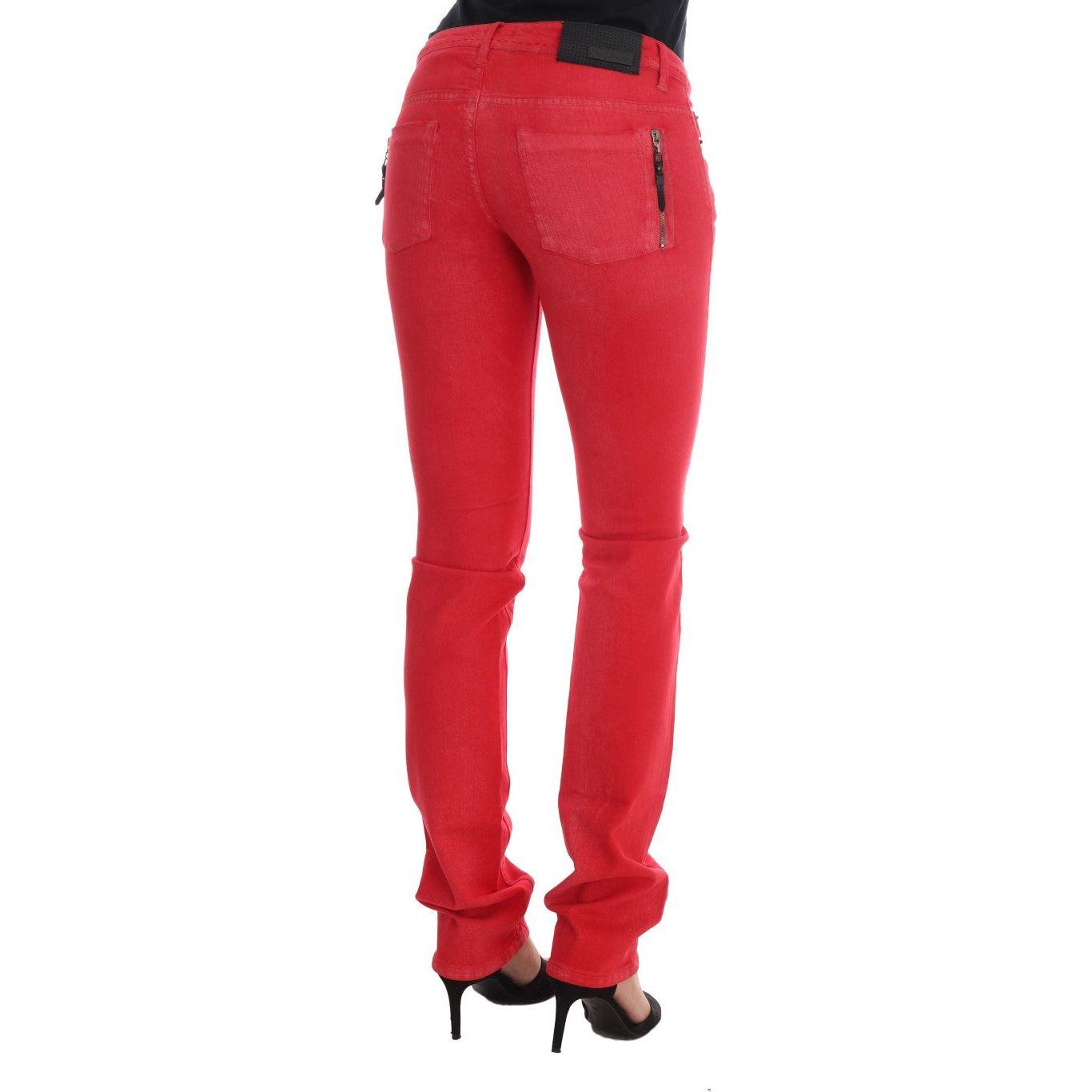 Costume National Red Cotton Stretch Slim Jeans 1728,2% Elastane,67345645728,Clothing,Costume National,Jeans & Pants - Women - Clothing,Jeans Denim - Clothing,Material: 98% Cotton,New with tags,Red,Slim Fit Jeans - Jeans Denim - Clothing,W27,W28,W29,Women,