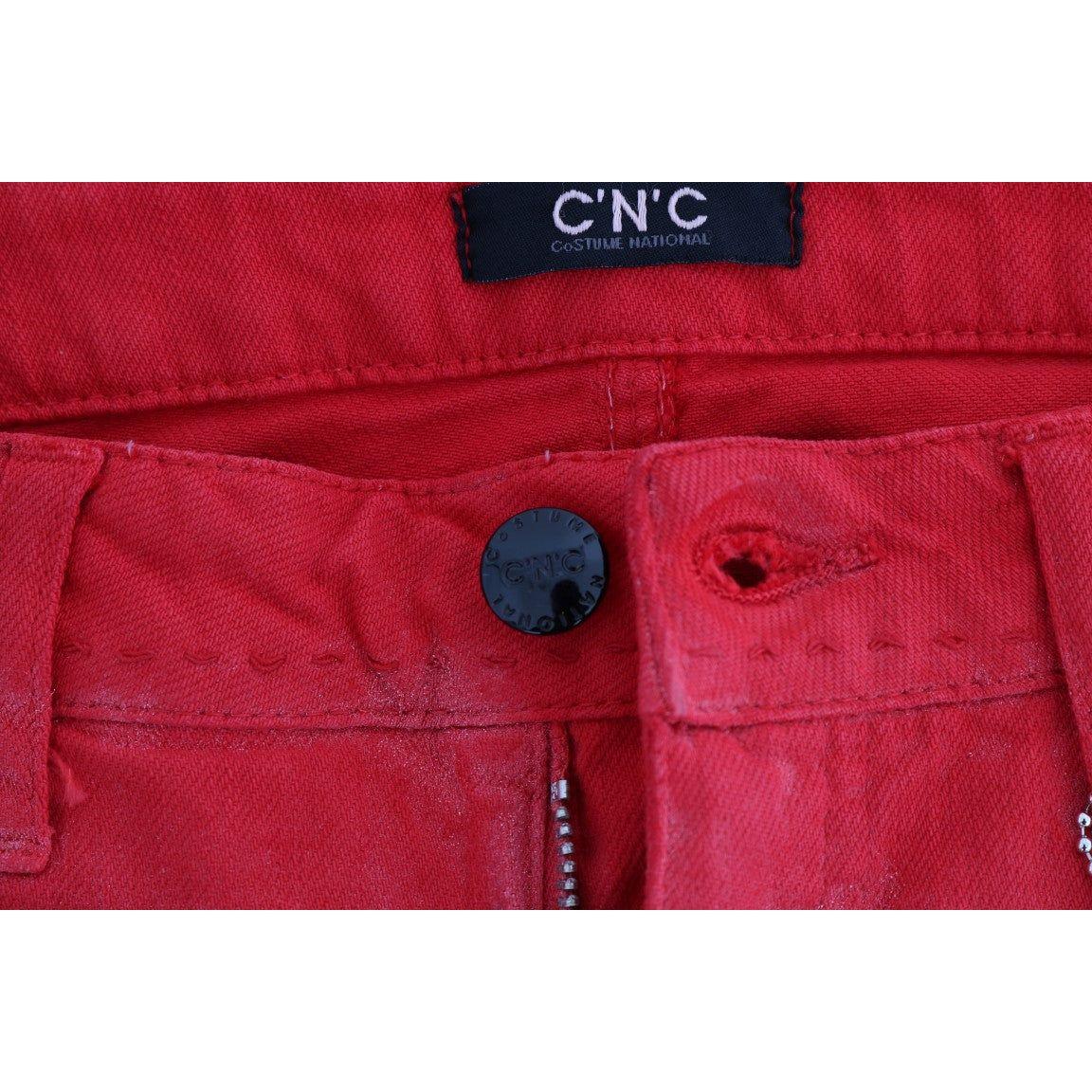 Costume National Red Cotton Stretch Slim Jeans 1728,2% Elastane,67345645728,Clothing,Costume National,Jeans & Pants - Women - Clothing,Jeans Denim - Clothing,Material: 98% Cotton,New with tags,Red,Slim Fit Jeans - Jeans Denim - Clothing,W27,W28,W29,Women,