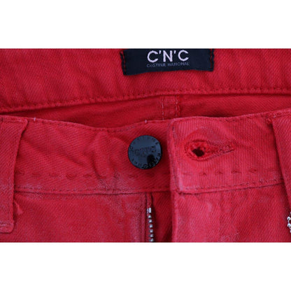 Costume National Red Cotton Stretch Slim Jeans 1728,2% Elastane,67345645728,Clothing,Costume National,Jeans & Pants - Women - Clothing,Jeans Denim - Clothing,Material: 98% Cotton,New with tags,Red,Slim Fit Jeans - Jeans Denim - Clothing,W27,W28,W29,Women,
