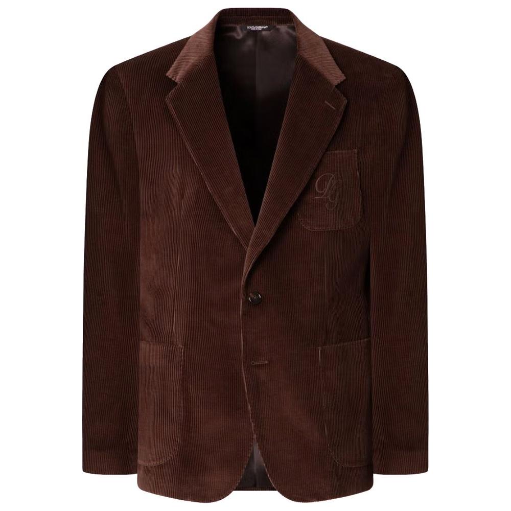 Dolce & Gabbana Brown Cotton Blazer Dolce & Gabbana