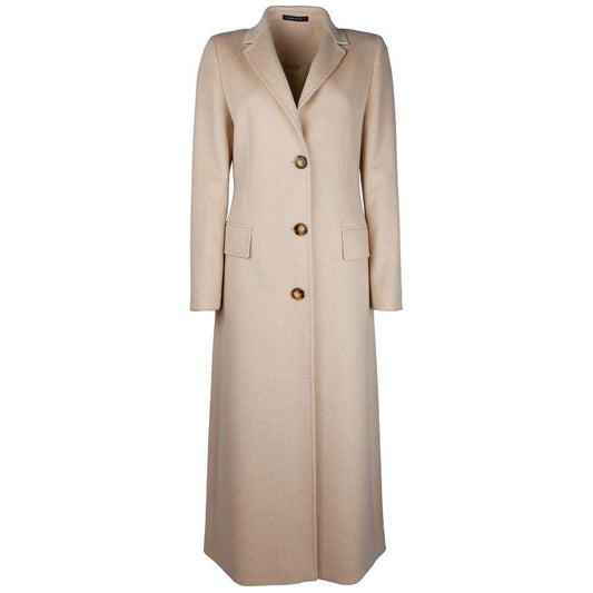 Made in Italy Beige Wool Vergine Jackets & Coat Made in Italy