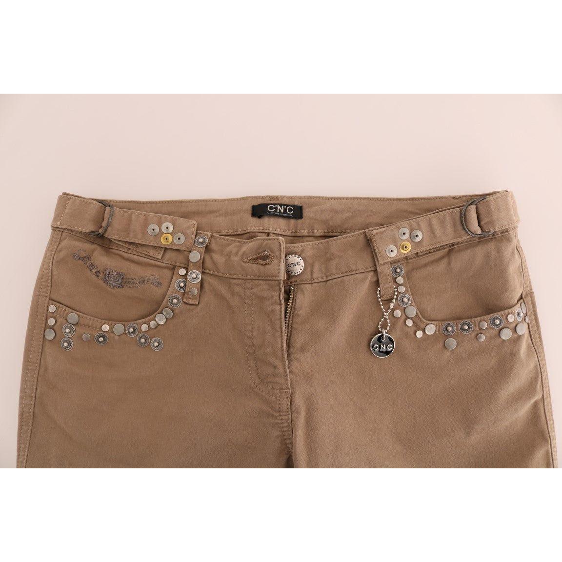 Costume National Beige Cotton Stretch Slim Fit Jeans