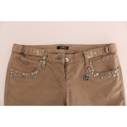 Costume National Beige Cotton Stretch Slim Fit Jeans