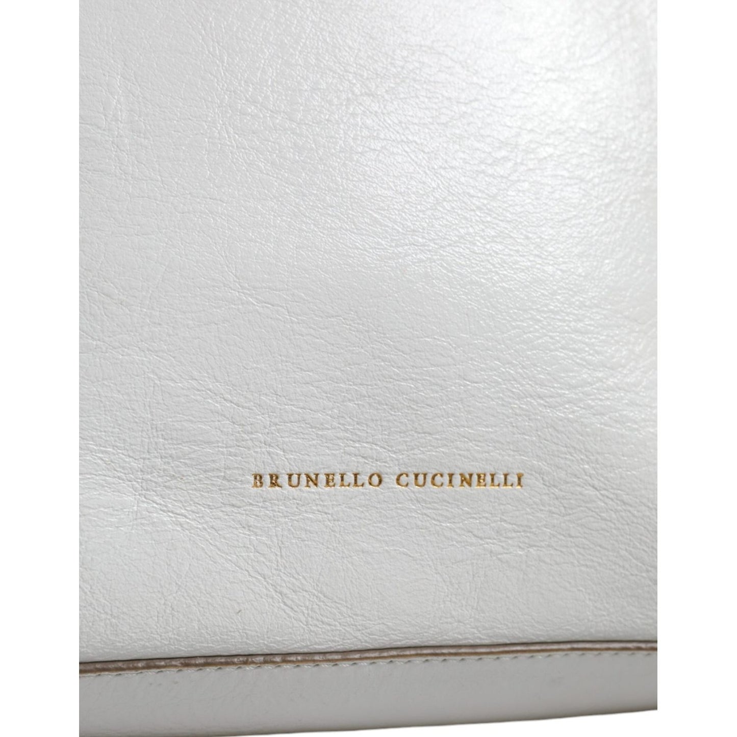 Brunello Cucinelli White Leather Logo Shoulder Strap Shopping Tote Bag Brunello Cucinelli