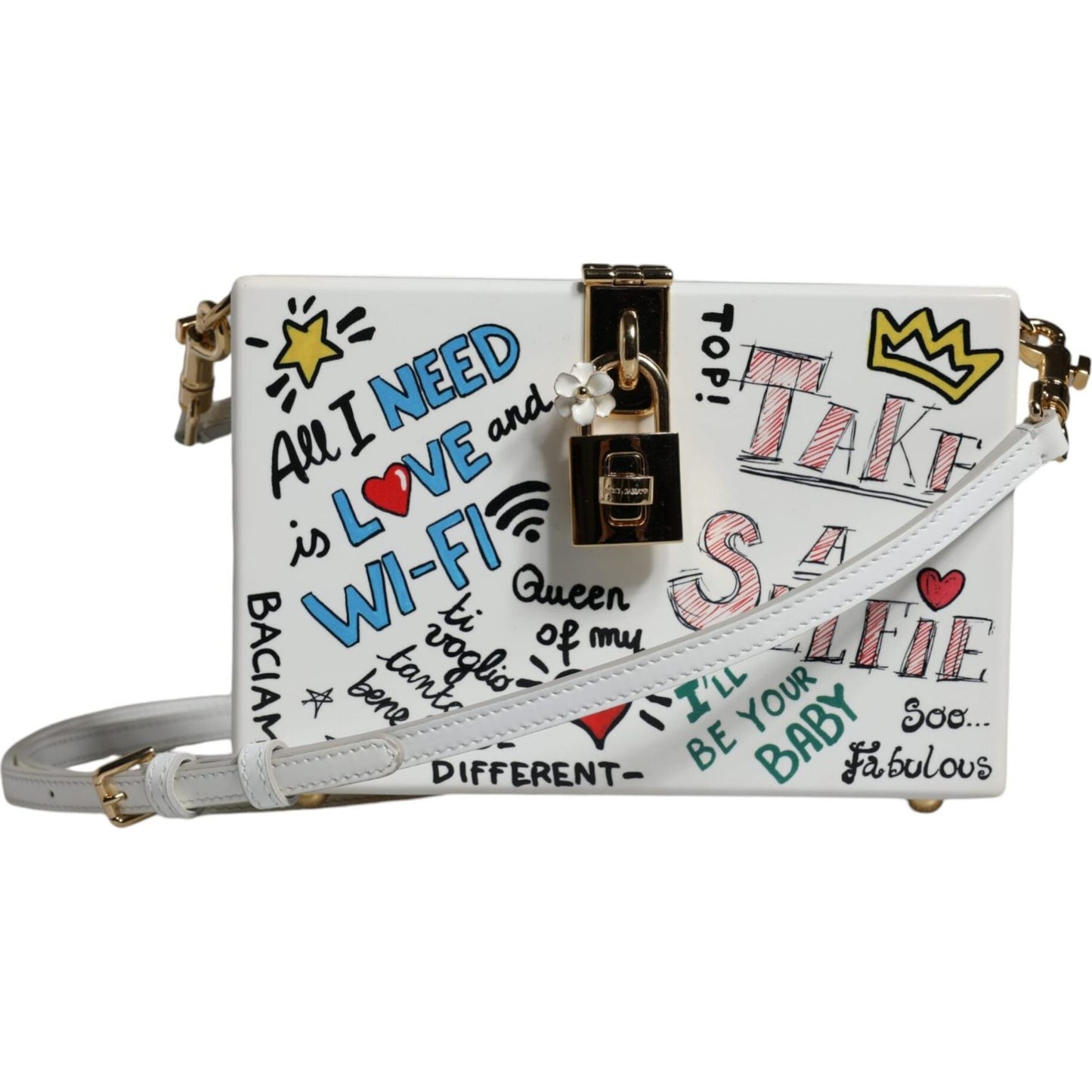 Dolce & Gabbana White Graffiti Print Clutch Crossbody Bag Dolce & Gabbana