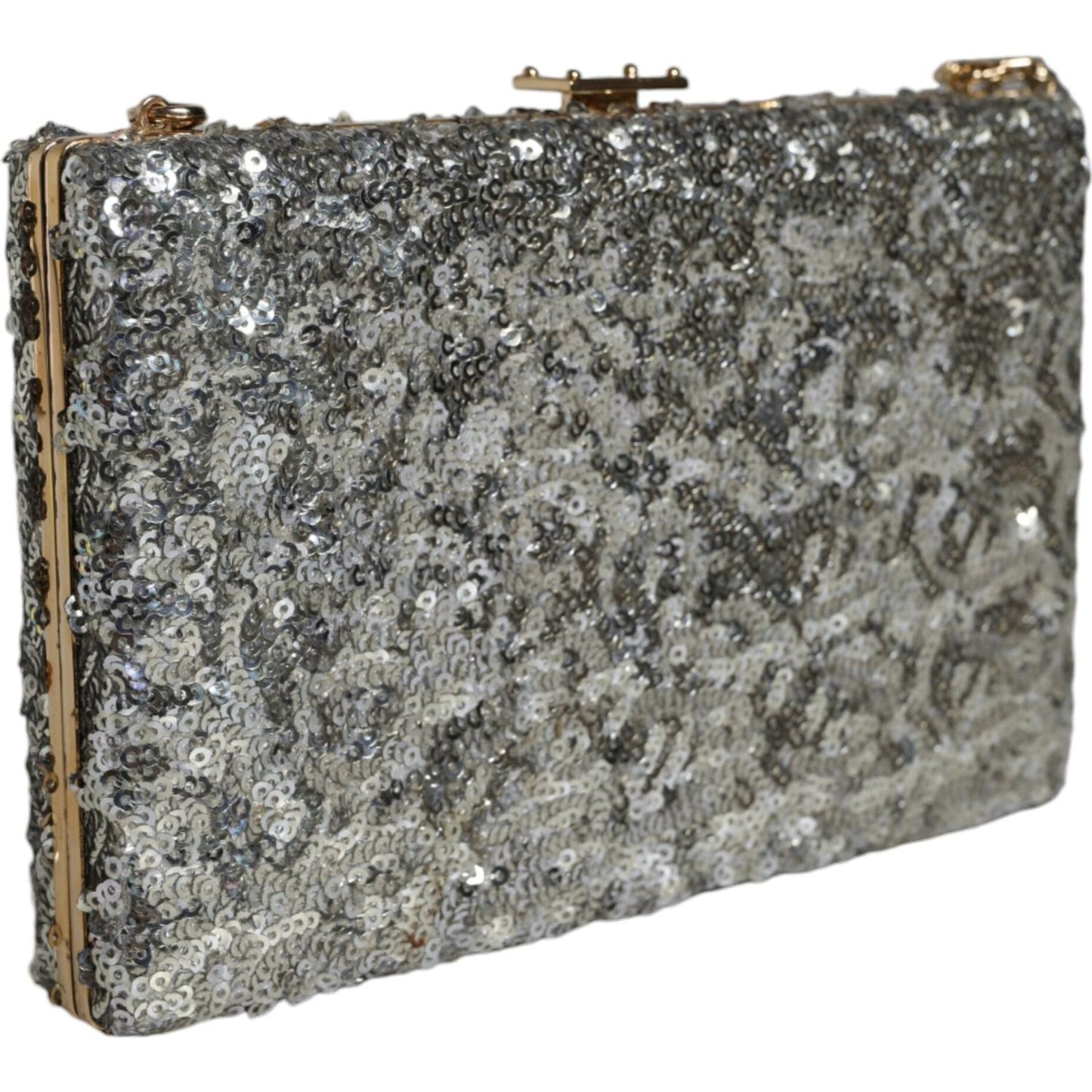 Dolce & Gabbana Silver Sequined Clutch Evening Crossbody Bag Dolce & Gabbana