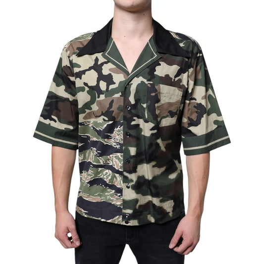 Dolce & Gabbana Multicolor Camouflage Button Down Men Casual Shirt Dolce & Gabbana