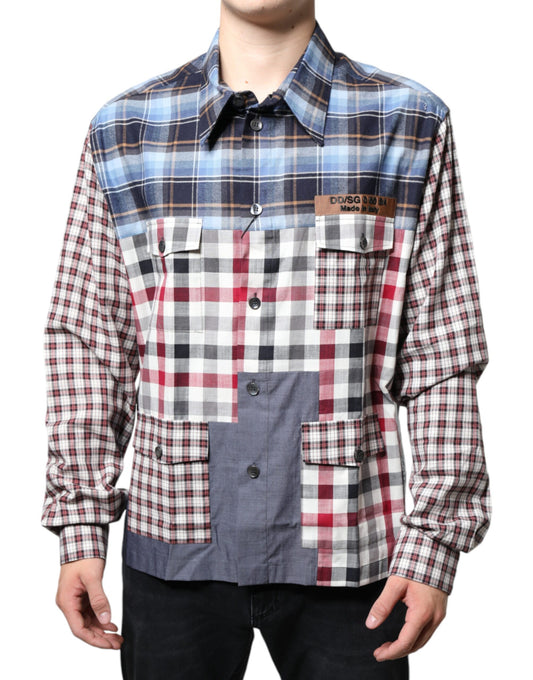 Dolce & Gabbana Multicolor Patchwork Button Down Casual Shirt Dolce & Gabbana