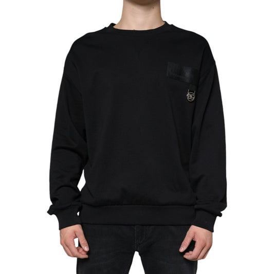 Dolce & Gabbana Black Logo Cotton Long Sleeves Sweatshirt Sweater Dolce & Gabbana