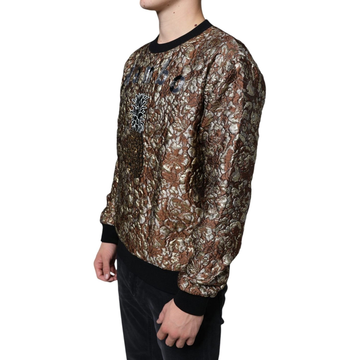 Dolce & Gabbana Brown Jacquard Mambo Pineapple Pullover Sweater Dolce & Gabbana