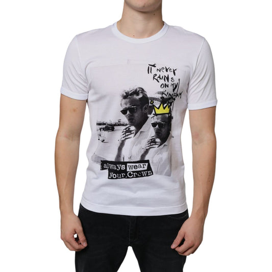 Dolce & Gabbana White Graphic Cotton Short Sleeve T-shirt Dolce & Gabbana