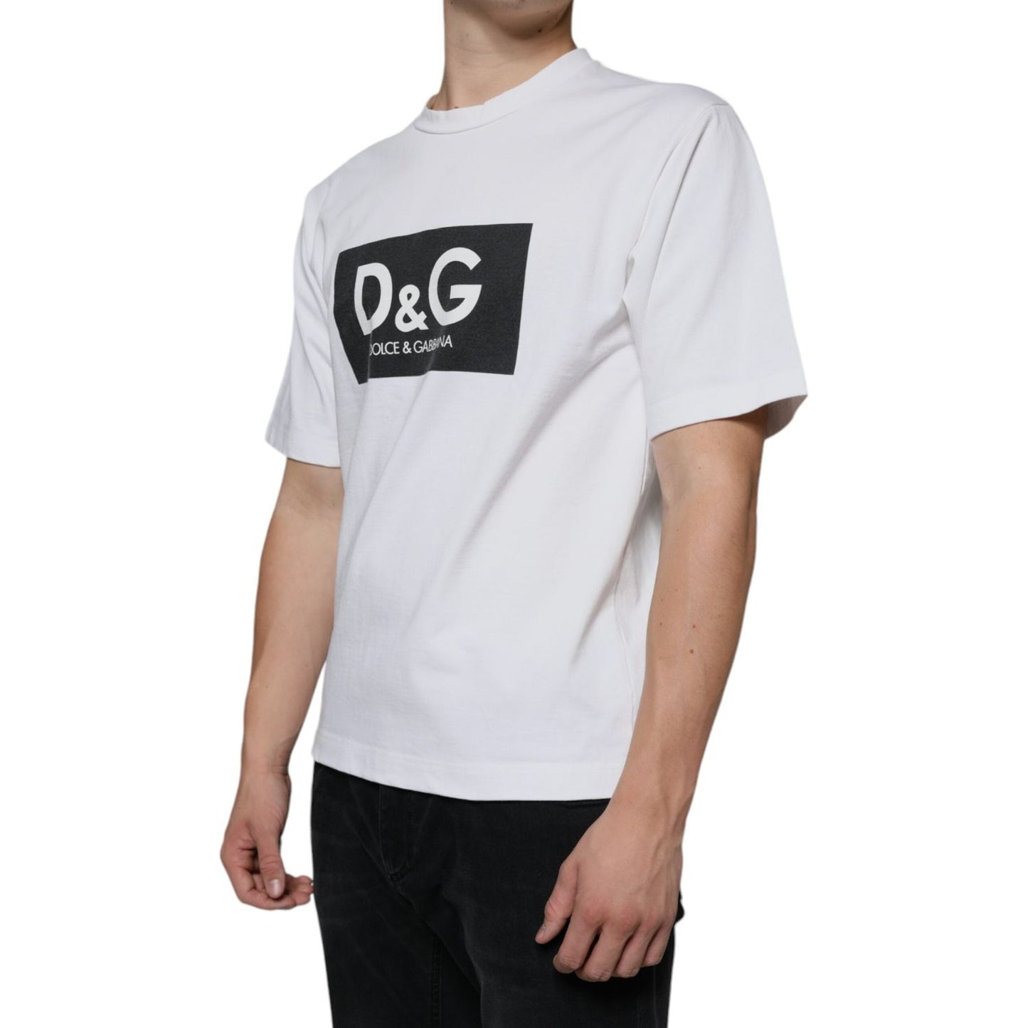 Dolce & Gabbana White Cotton DG Logo Print Casual T-shirt Dolce & Gabbana