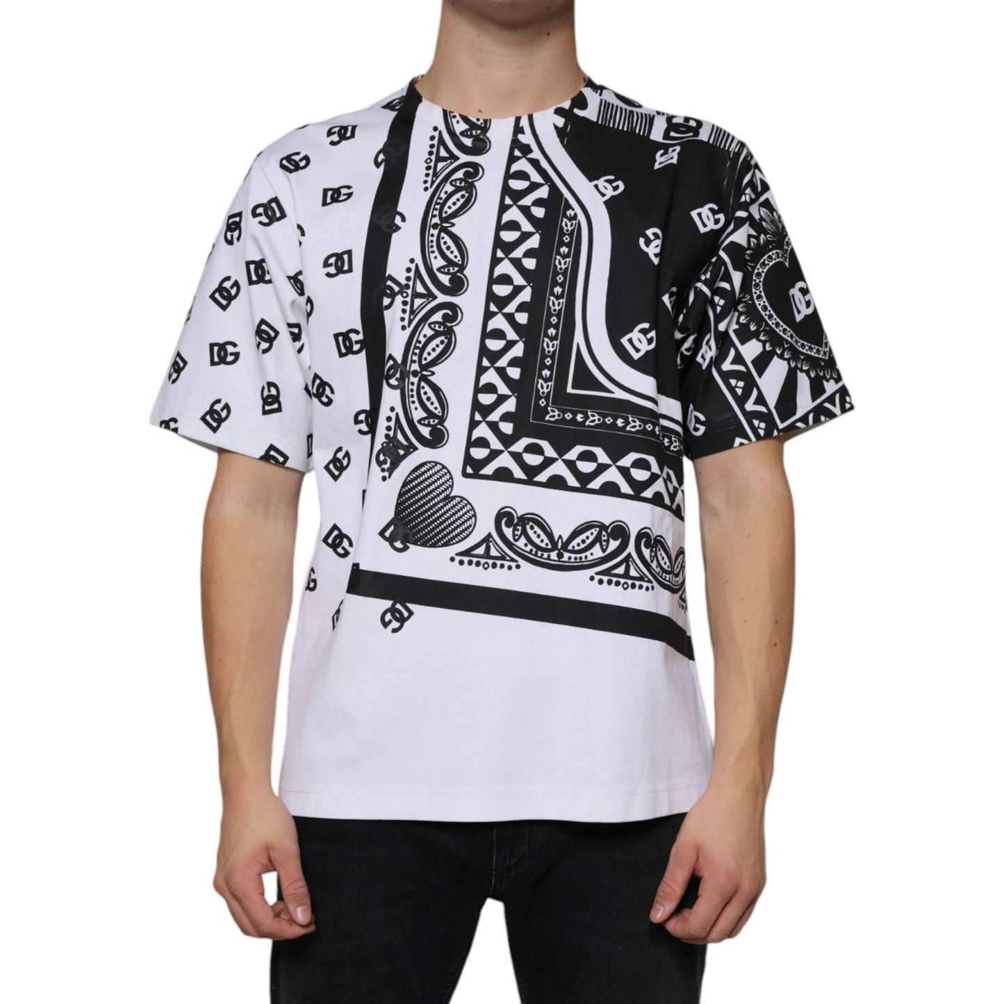 Dolce & Gabbana White Bandana Print Cotton Short Sleeves T-shirt Dolce & Gabbana