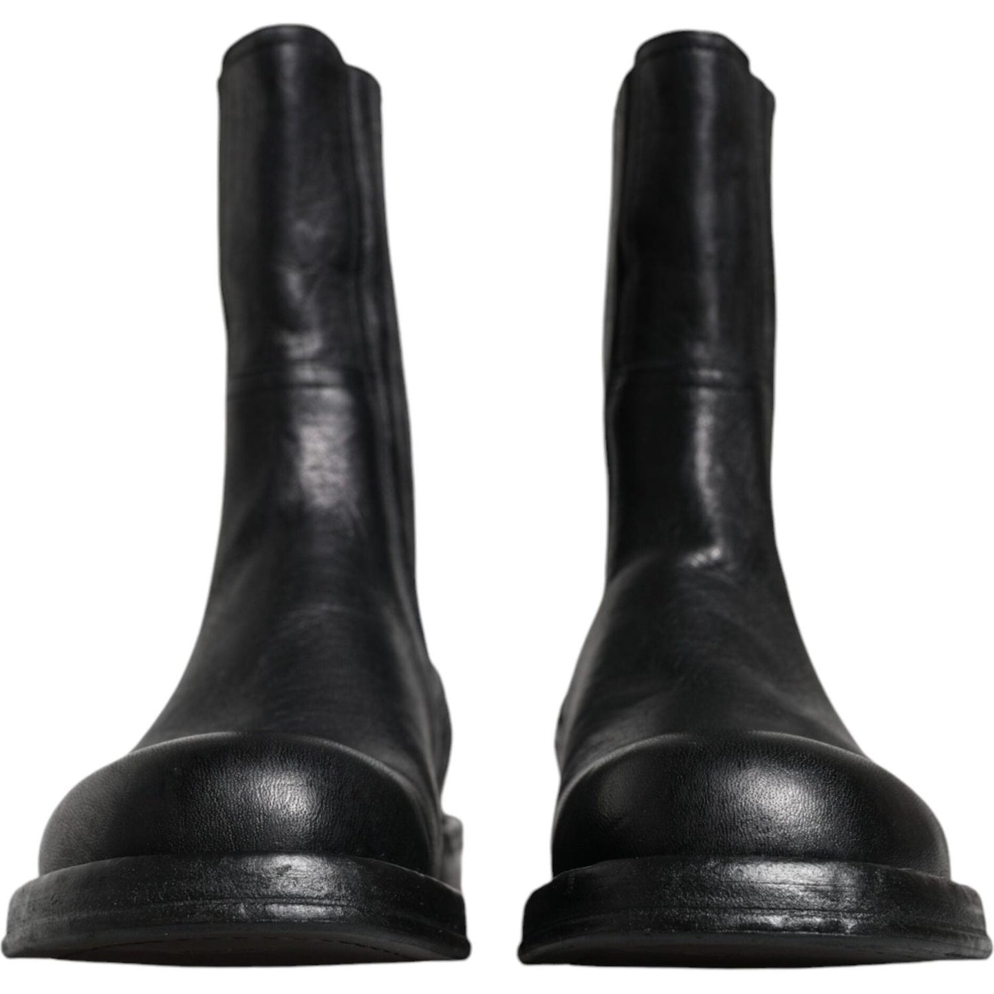 Dolce & Gabbana Black Horse Leather Mid Calf Boots Shoes Dolce & Gabbana