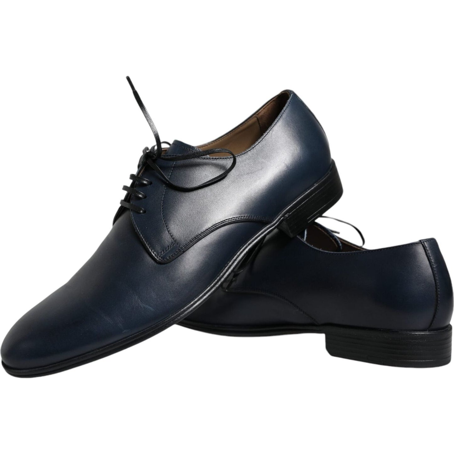 Dolce & Gabbana Navy Blue Leather Derby Dress Formal Shoes Dolce & Gabbana